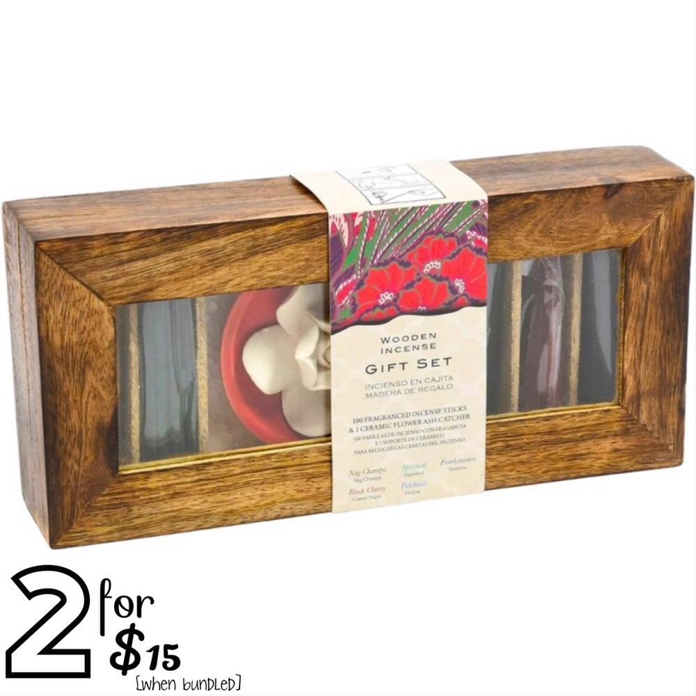 🟢[Flora Classique Inc] BNIB Ceramic Flower Wooden Incense Gift Set